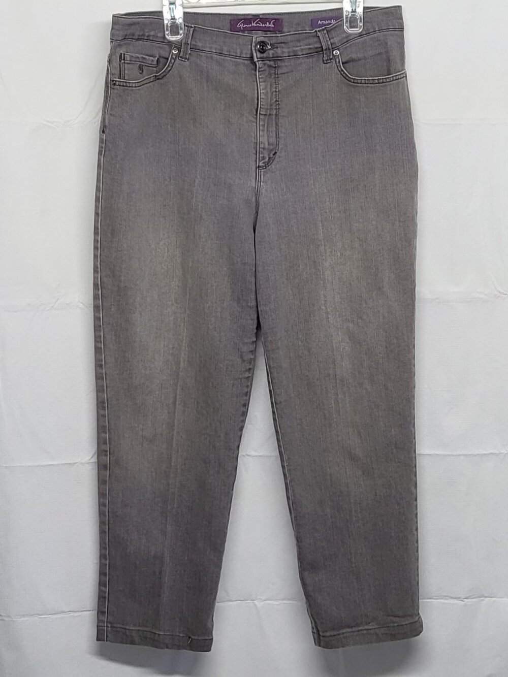 Gloria Vanderbilt Amanda Jeans Womens 18 Plus Stretch High Rise Denim Pant Gray